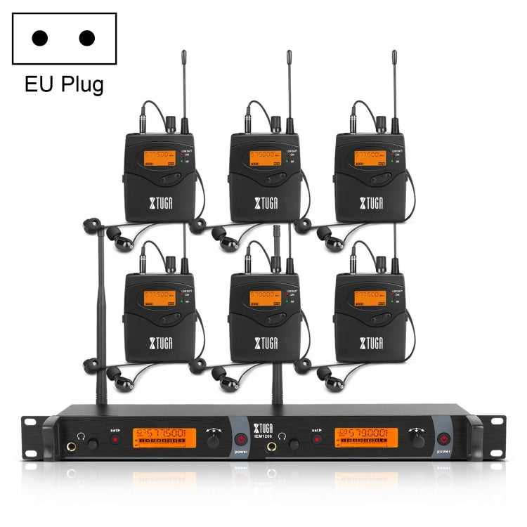 XTUGA IEM1200 Wireless Transmitter 6 Bodypack Stage Singer In-Ear Monitor System, Transmitter 6 Bodypack