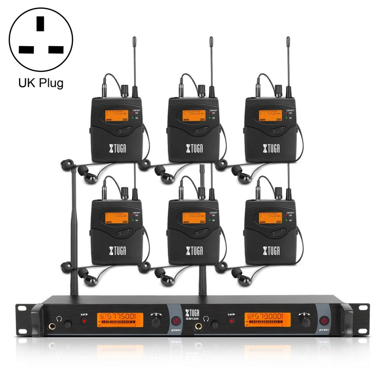 XTUGA IEM1200 Wireless Transmitter 6 Bodypack Stage Singer In-Ear Monitor System, Transmitter 6 Bodypack