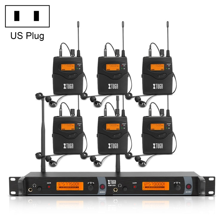 XTUGA IEM1200 Wireless Transmitter 6 Bodypack Stage Singer In-Ear Monitor System, Transmitter 6 Bodypack