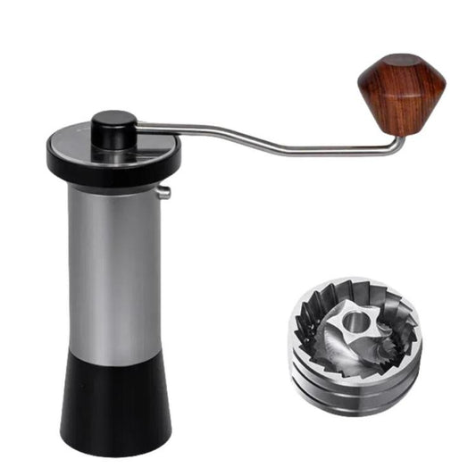 Manual Coffee Grinder with 5-Claw 420 Stainless Steel Burr External Click Adjustable Grind Settings(Silver Black)
