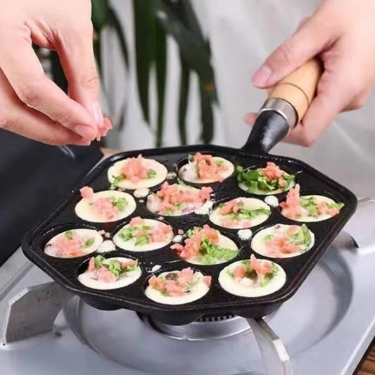 Octopus Croquettes Grill Pan Home Cast Iron Pan Non-Stick Uncoated Grill Mould(14 Holes)