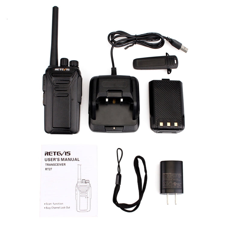 RETEVIS RT27 2W US Frequency 462.5500MHz-467.7125MHz 22CHS FRS Two Way Radio Handheld Walkie Talkie, US Plug, RT27, US Plug