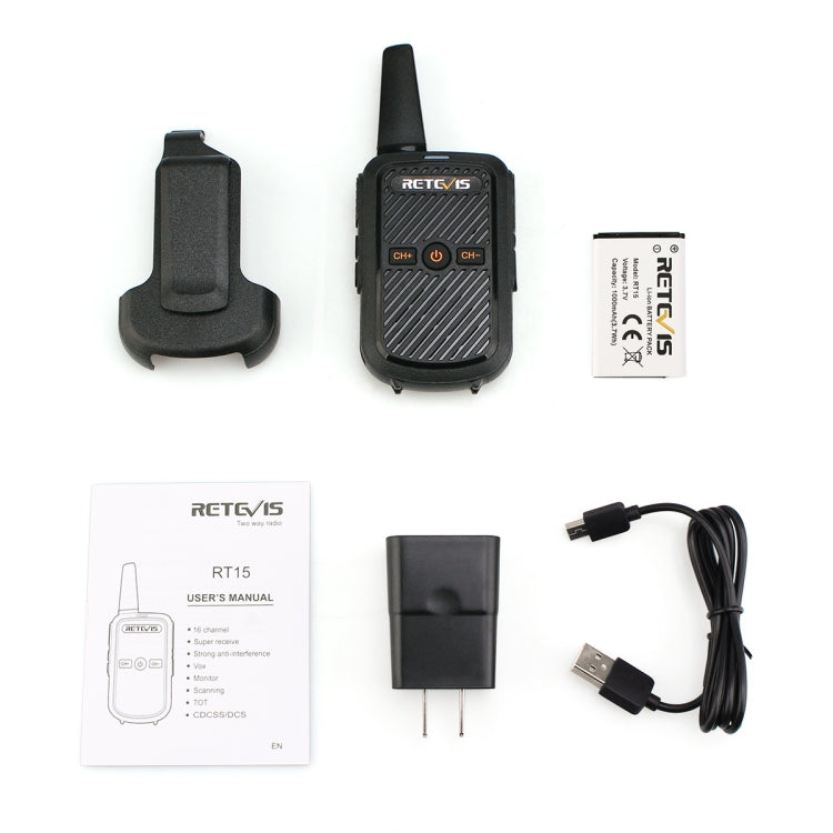 RETEVIS RT15 400-470MHz 16CHS Mini Two Way Radio Walkie Talkie, EU Plug, RT15