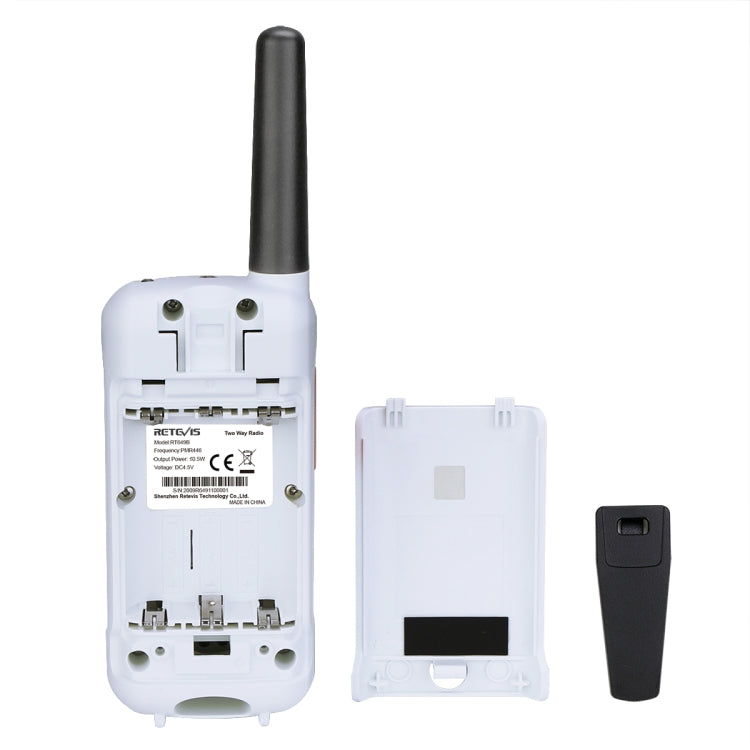 1 Pair RETEVIS RT49B 0.5W EU Frequency 446.00625-446.19375MHz 16CHS Two Way Radio Handheld Walkie Talkie, EU Plug, RT649B, EU Plug(White)