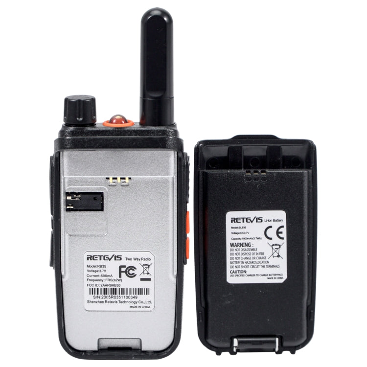 1 Pair RETEVIS RB35 2W US Frequency 462.5500-462.7250MHz 16CHS FRS License-free Two Way Radio Handheld Walkie Talkie, RB35