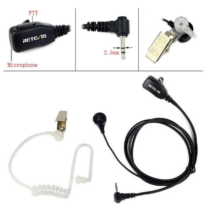 RETEVIS T-001 1 Pin PTT Noise Reduction Covert Air Acoustic Tube Inera Earphone Microphone for Motorola Walkie-Talkie T6200C/T5800/7200/5720, T-001