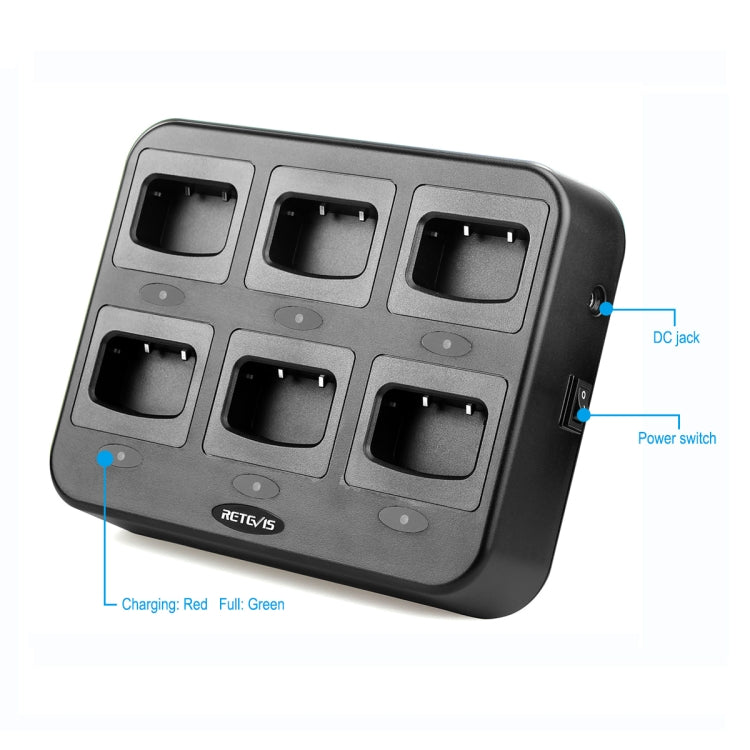 RETEVIS RTC777 Six-Way Walkie Talkie Charger for Retevis H777,, RTC777 EU Plug, RTC777 UK Plug, RTC777 AU Plug, RTC777 US Plug