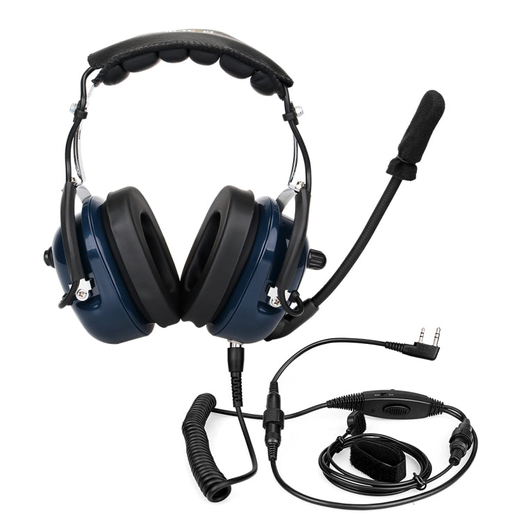 RETEVIS EH050K 2 Pin Adjustable Volume Noise Reduction Aviation Headphone Microphone with Finger PTT, EH050K