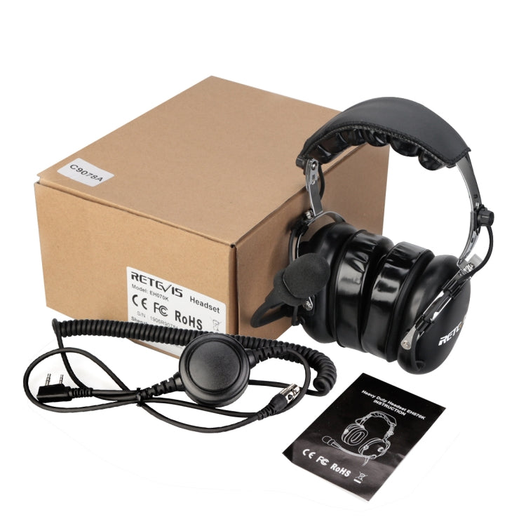 RETEVIS EH070K 2 Pin Adjustable Volume Binaural Noise Reduction Headphone Microphone, EH070K