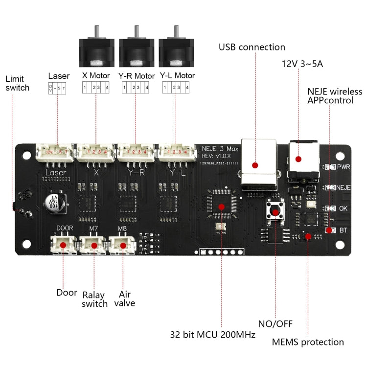 آلة النقش بالليزر NEJE MASTER 3 MAX مع وحدة الليزر E30130، MASTER 3 MAX مع E30130 (قابس الاتحاد الأوروبي)، MASTER 3 MAX مع E30130 (قابس الولايات المتحدة)