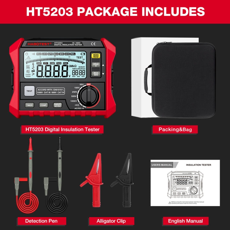 جهاز اختبار مقاومة العزل من هابوتيست HT5203، HT5203