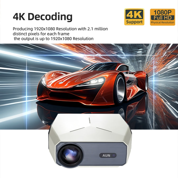 AUN A004 Pro 1920 x 1080P 9000Lumen Android 9.0 Portable LCD Projector, US Plug, UK Plug, EU Plug, AU Plug