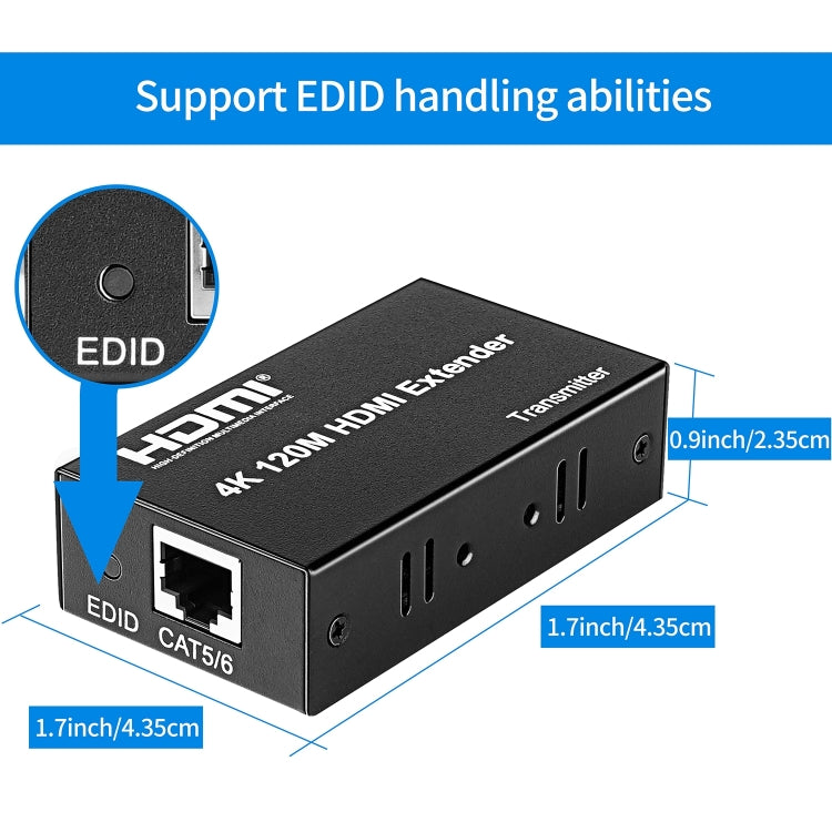 4K HDMI to RJ45 Network Extender, Transmission Distance: 120m, US Plug, UK Plug, AU Plug