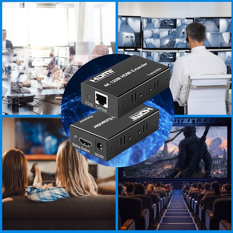 4K HDMI to RJ45 Network Extender, Transmission Distance: 120m, US Plug, UK Plug, AU Plug