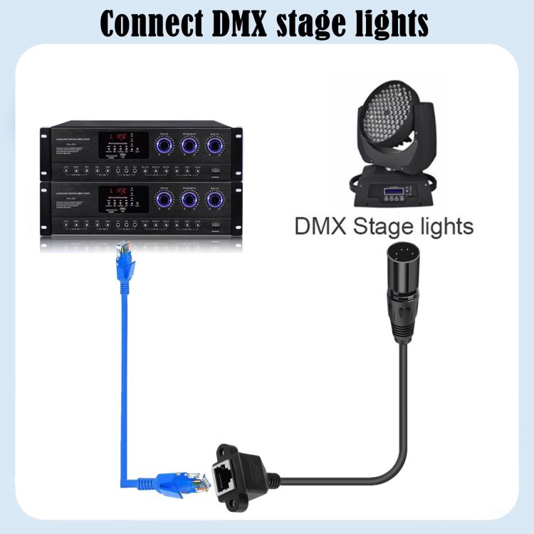 XLR 5 Pin Female to RJ45 Female Audio Cable, Length: 30cm, Female to RJ45