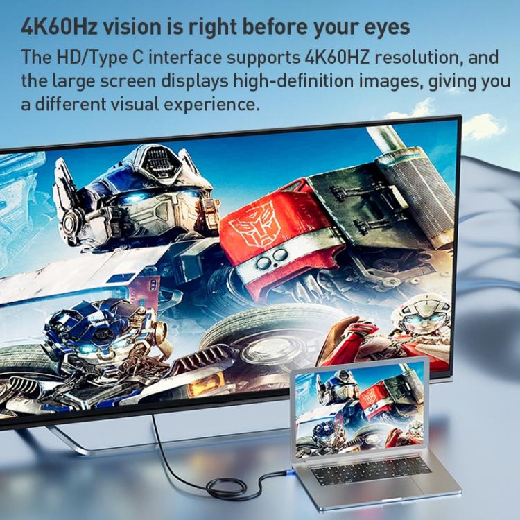 كابل محول YCE-V292 2 في 1 من النوع C إلى النوع C وHDMI2.0