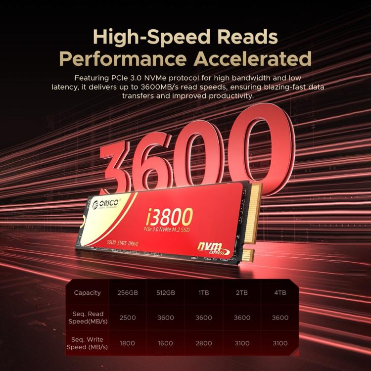 ORICO-i3800 M.2 NVME 2280 SSD، 1 تيرابايت، 2 تيرابايت