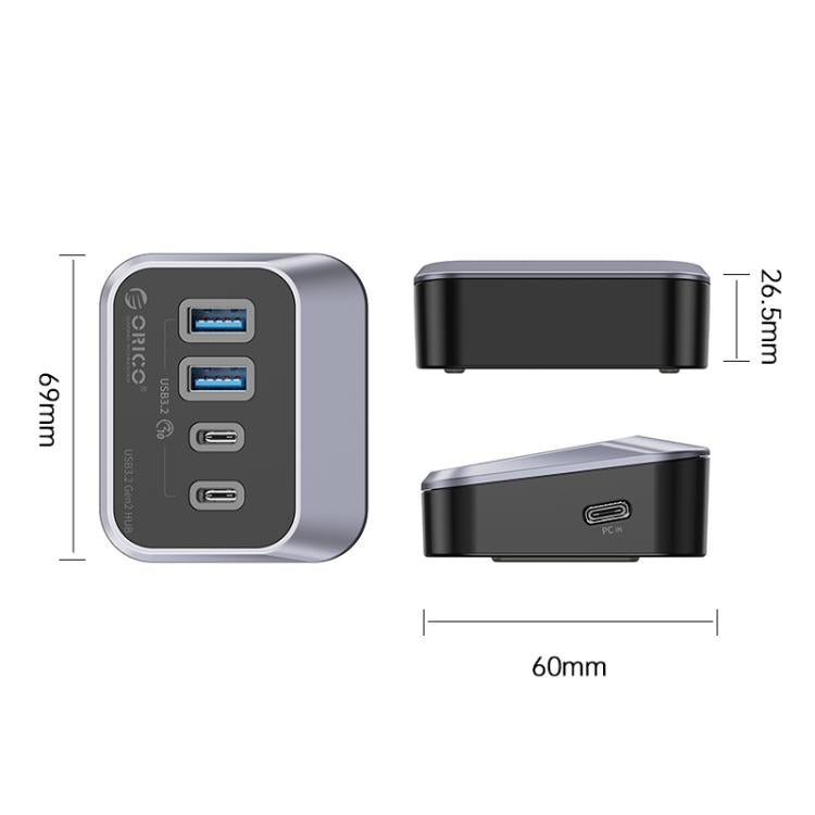 موزع إرساء ORICO M32A2C-G2 4 في 1 من النوع C إلى النوع C المزدوج وUSB 3.2 المزدوج، M32A2C-G2