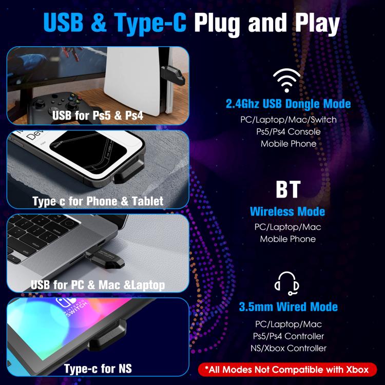 سماعة رأس للألعاب KOTION EACH GS400 Ultra، سلكية، بلوتوث، 2.4 جيجاهرتز، ثلاثية الأوضاع، GS400 Ultra