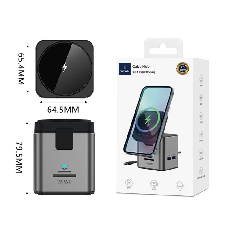 WiWU Wi-W025 9 in 1 HUB Docking Station Magnetic 15W Wireless Charger