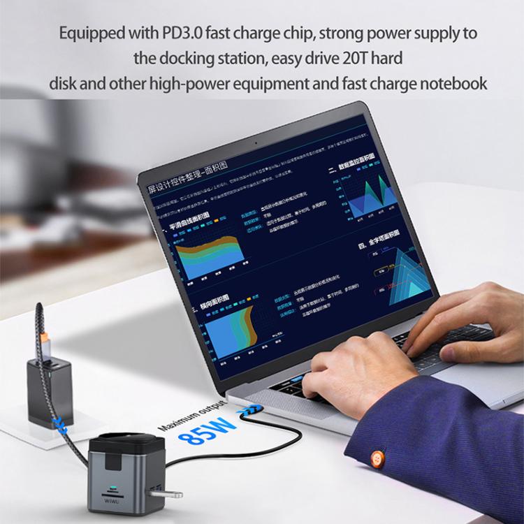 WiWU Wi-W025 9 in 1 HUB Docking Station Magnetic 15W Wireless Charger