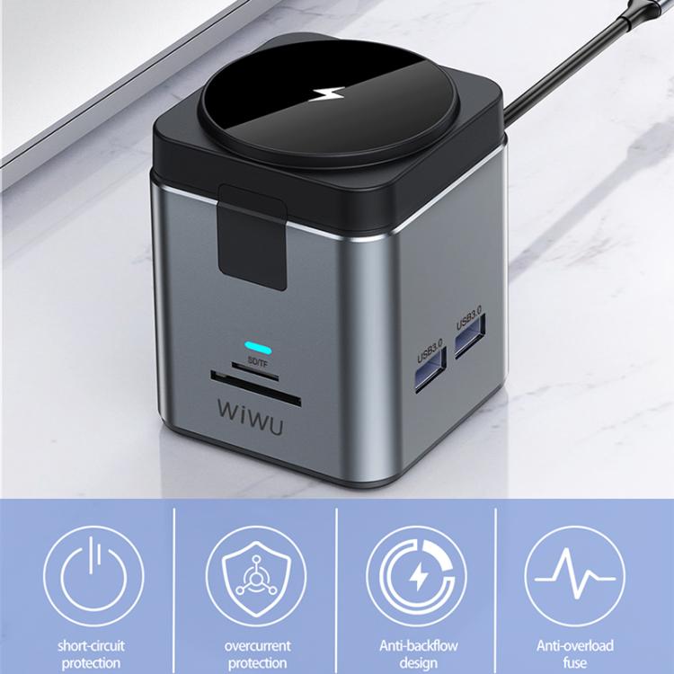 WiWU Wi-W025 9 in 1 HUB Docking Station Magnetic 15W Wireless Charger