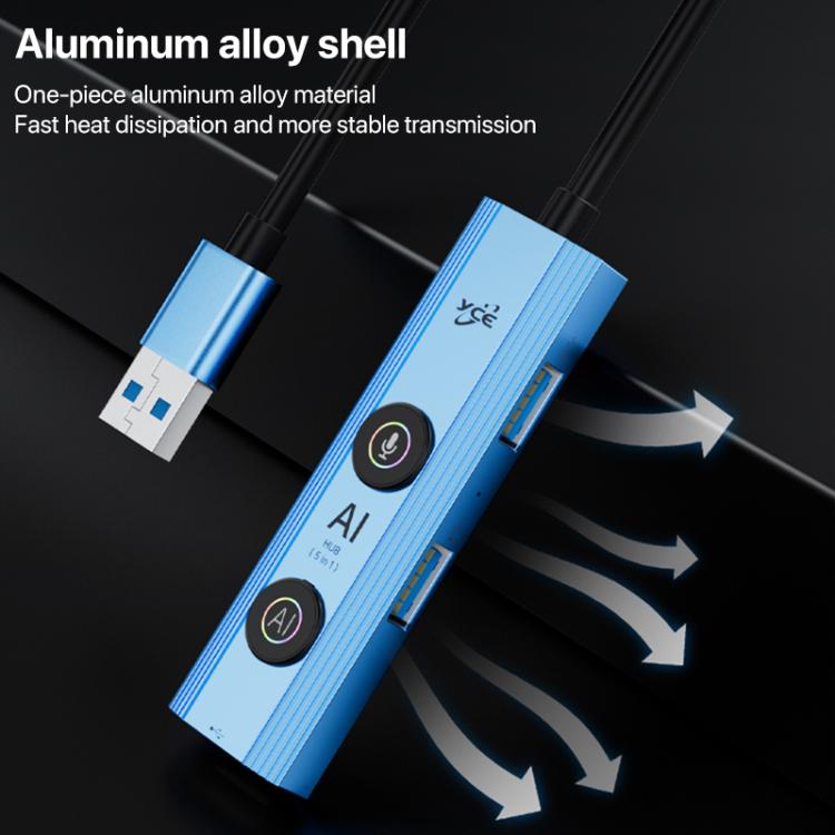 YCE V295A 5 in 1 USB3.0 HUB Adapter AI Docking Station, V295A