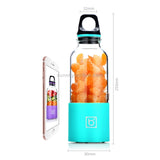 Bingo 500ml Mini Portable USB Rechargeable Electric Juicer Cup Juicer Blender, 22000 Revolutions Per Minute(Blue)