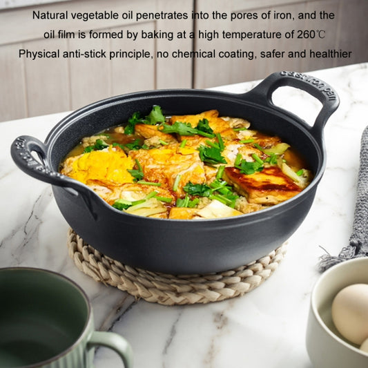 20cm Cast Iron Frying Pan Stewpot Universal Uncoated Non-Stick Casserole