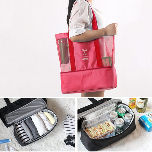 Portable Double Layer Mesh Sport Duffel Beach Picnic Shoulder Storage Bag Handbag