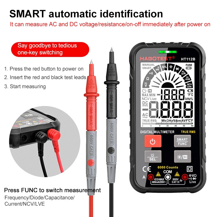 HABOTEST HT112B Mini Digital Display High-precision Multimeter, HT112B