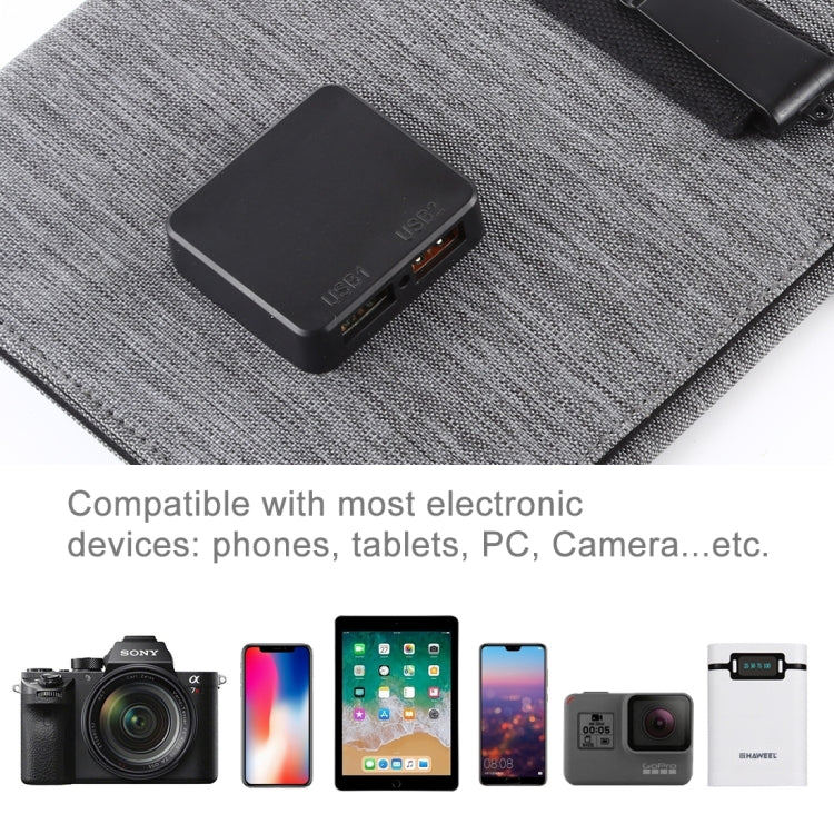شاحن لوحة الطاقة الشمسية HAWEEL 21 واط فائق النحافة قابل للطي 3 مرات 5 فولت / 3 أمبير مع منفذي USB، يدعم QC3.0 وAFC، فائق النحافة 21 واط