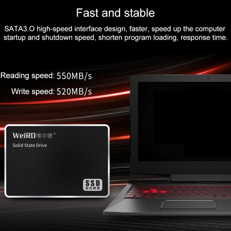 محرك أقراص الحالة الصلبة WEIRD S500 بسعة 512 جيجابايت ومقاس 2.5 بوصة SATA3.0 لأجهزة الكمبيوتر المحمولة والمكتبية، سعة 512 جيجابايت