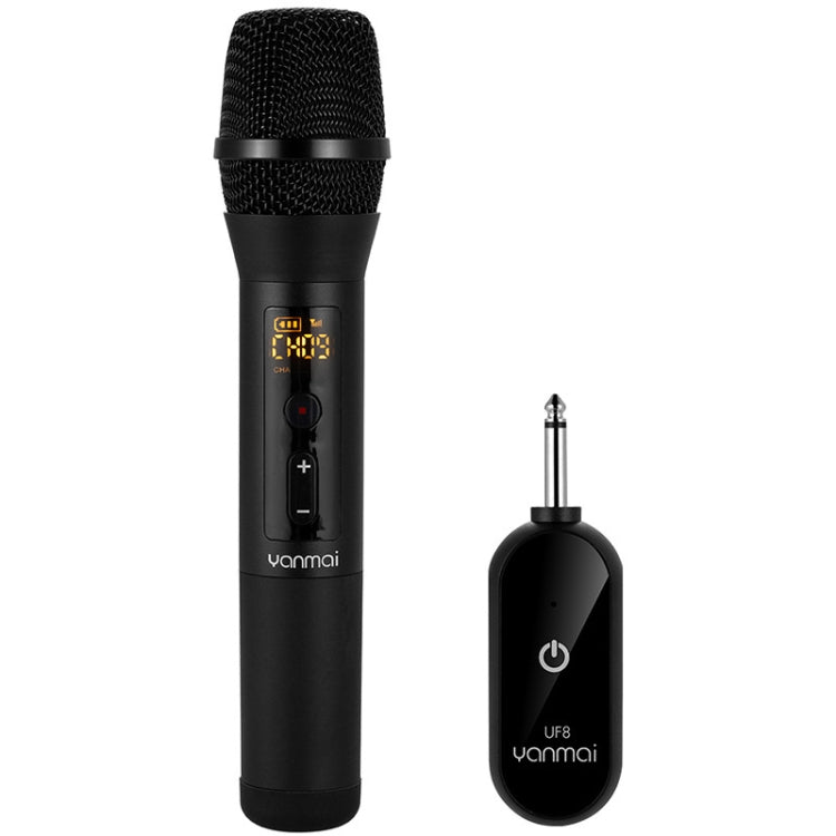 ميكروفون ديناميكي لاسلكي من Yanmai UF8 UHF مزود بشاشة LCD، UF8