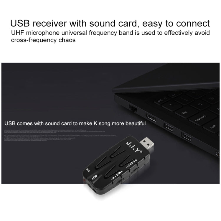 J.I.Y 2 in 1 K Song Wireless Microphones for TV PC with Audio Card USB Receiver, 2 in 1 Black