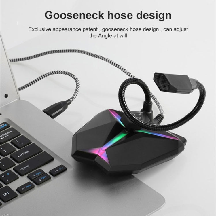 Yanmai G35 Adjustable Angle Omnidirectional Capacitive Gaming Microphone with RGB Colorful Lighting & Pluggable USB Cable, Cable Length: 1.35m, G35