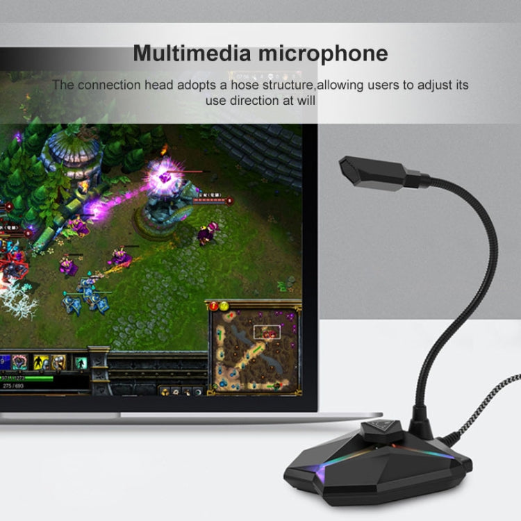 Yanmai G35 Adjustable Angle Omnidirectional Capacitive Gaming Microphone with RGB Colorful Lighting & Pluggable USB Cable, Cable Length: 1.35m, G35