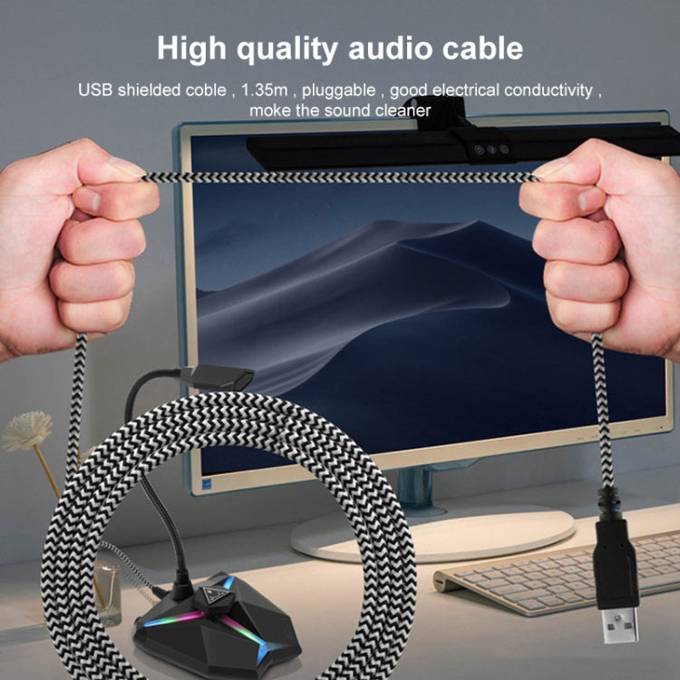 Yanmai G35 Adjustable Angle Omnidirectional Capacitive Gaming Microphone with RGB Colorful Lighting & Pluggable USB Cable, Cable Length: 1.35m, G35