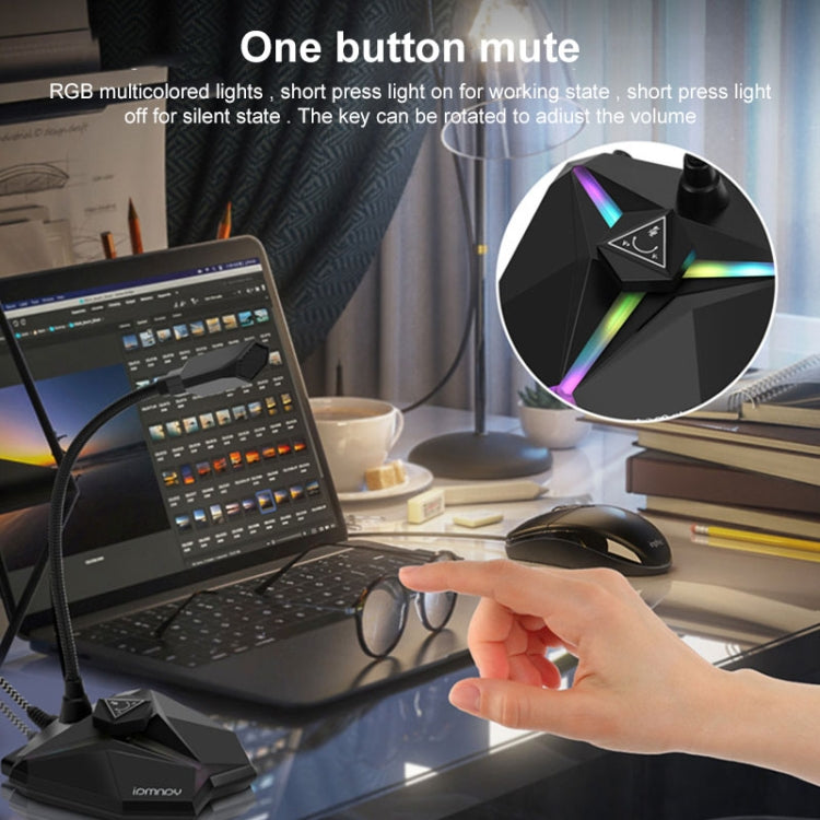 Yanmai G35 Adjustable Angle Omnidirectional Capacitive Gaming Microphone with RGB Colorful Lighting & Pluggable USB Cable, Cable Length: 1.35m, G35