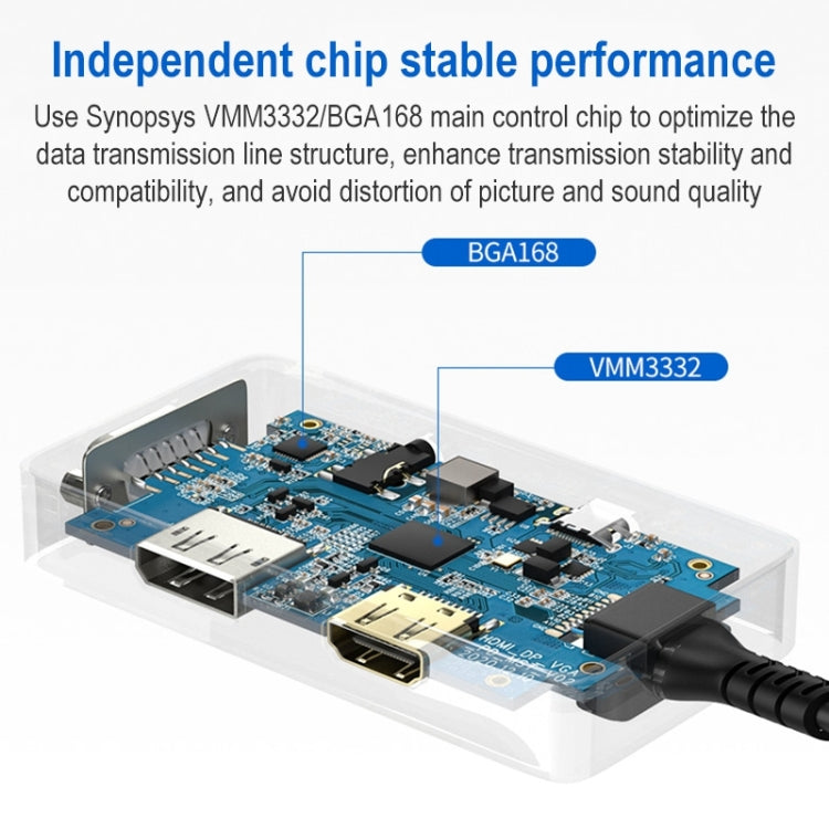 محول موزع متعدد الوظائف 5 في 1 من ULT-unite بمنفذ USB-C / Type-C إلى منفذ صوت 3.5 مم + VGA + DP + HDMI + PD