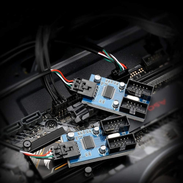 محول موزع USB2.0 ذو 9 سنون من Rocketek HC427، لوحة دوائر مقسمة من واحد إلى أربعة، من واحد إلى أربعة