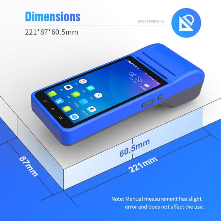جهاز POS-6000 PDA محمول باليد بشاشة 5.5 بوصة، رمز ثنائي الأبعاد، يعمل بنظام أندرويد 4G، مسح ضوئي ذكي، ماكينة تسجيل المدفوعات النقدية، ماكينة طباعة حرارية، 2 جيجابايت + 32 جيجابايت، 2 جيجابايت + 32 جيجابايت