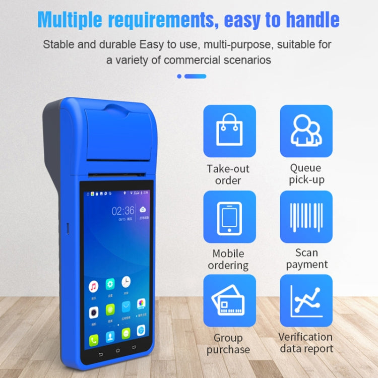 جهاز POS-6000 PDA محمول باليد بشاشة 5.5 بوصة، رمز ثنائي الأبعاد، يعمل بنظام أندرويد 4G، مسح ضوئي ذكي، ماكينة تسجيل المدفوعات النقدية، ماكينة طباعة حرارية، 2 جيجابايت + 32 جيجابايت، 2 جيجابايت + 32 جيجابايت