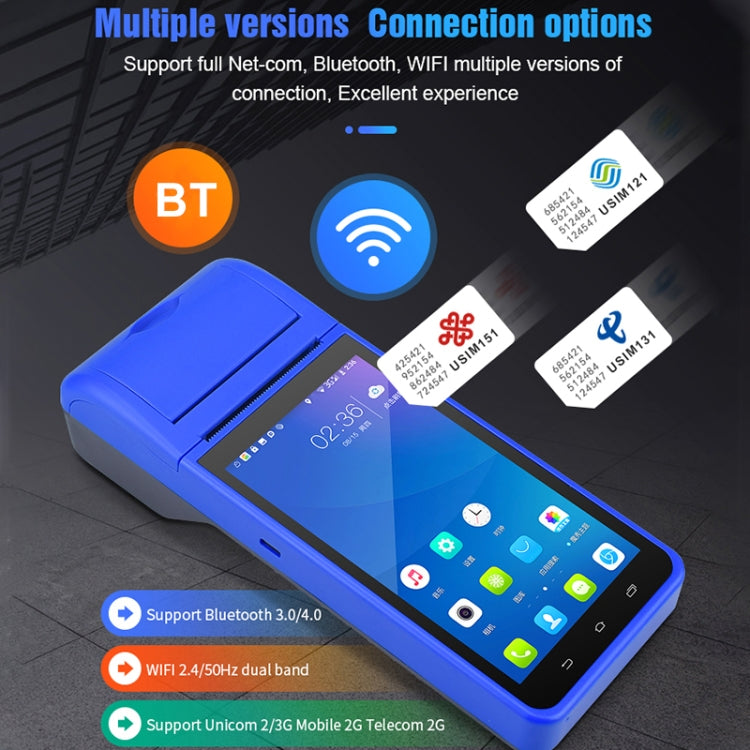 جهاز POS-6000 PDA محمول باليد بشاشة 5.5 بوصة، رمز ثنائي الأبعاد، يعمل بنظام أندرويد 4G، مسح ضوئي ذكي، ماكينة تسجيل المدفوعات النقدية، ماكينة طباعة حرارية، 2 جيجابايت + 32 جيجابايت، 2 جيجابايت + 32 جيجابايت