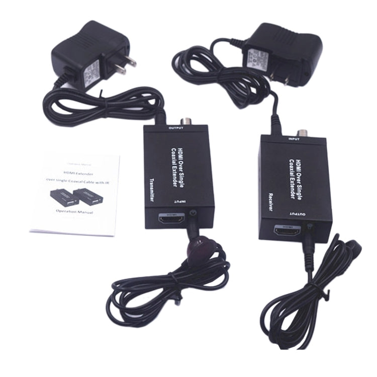 NK-C100IR 1080P HDMI Over Single Coaxial Extender Transmitter + Receiver with IR Coaxial Cable, Signal Range up to 100m