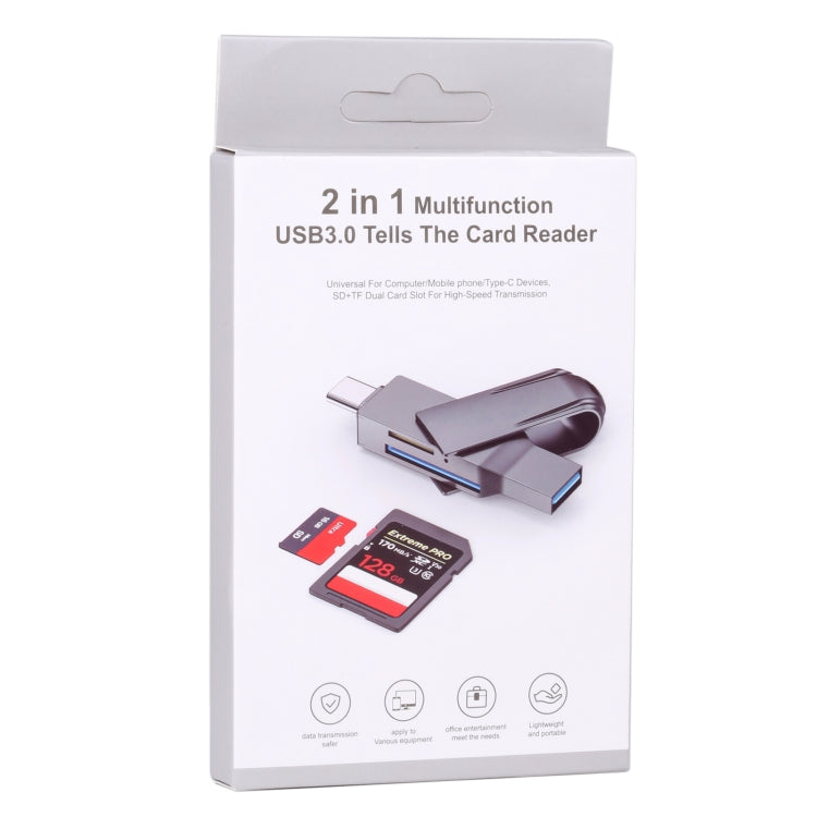 قارئ بطاقات متعدد الوظائف 2 في 1 من USB-C / Type-C إلى USB 3.0