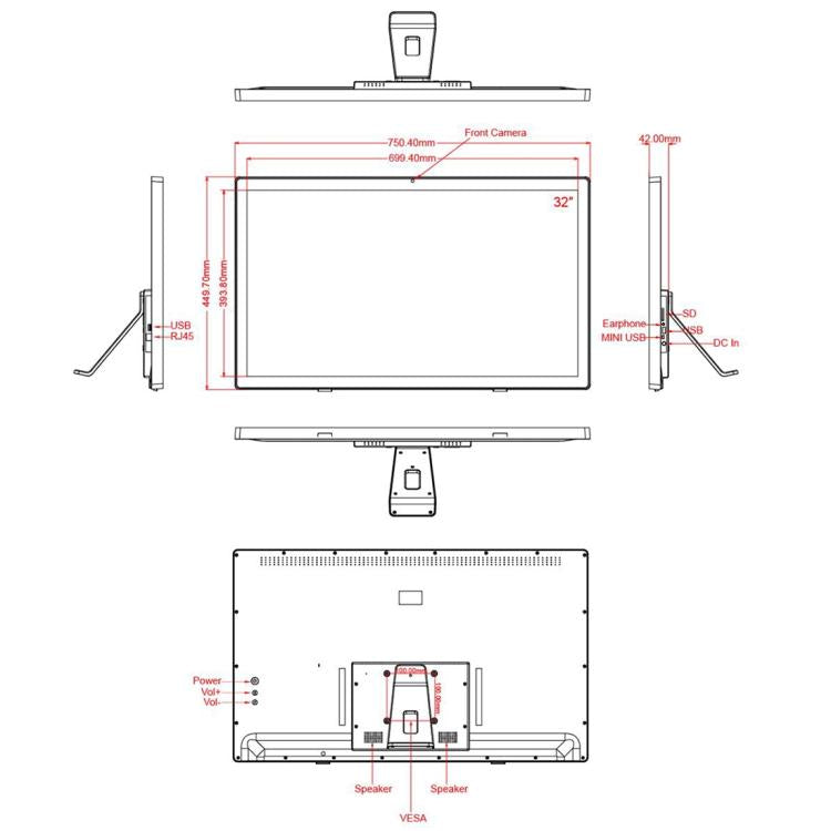 32 inch LCD Display Digital Photo Frame, 2GB+16GB, RK3568 Quad Core, Android 11, 32 inch 2GB+16GB