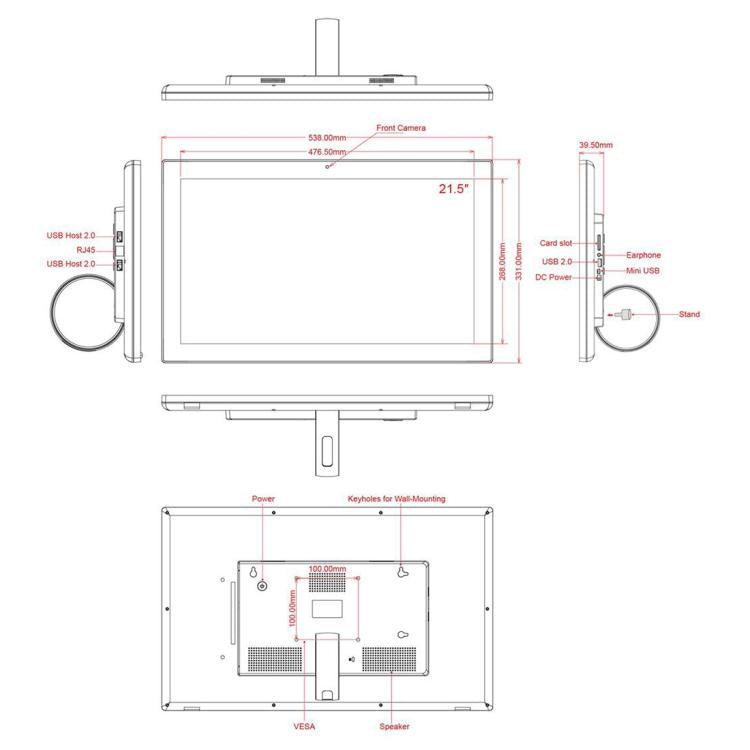 HSD2151 21.5 inch LCD Display Digital Photo Frame, RK3576S Octa Core, Android 14, 4GB+32GB, 21.5 inch 4GB+32GB