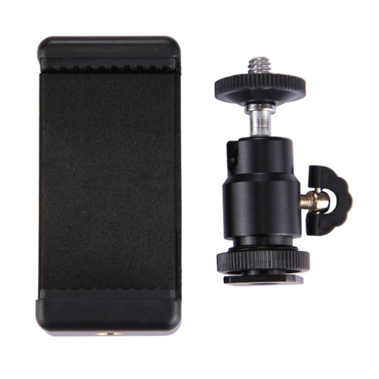 PULUZ 1/4 inch Hot Shoe Tripod Head + Tripod Stand Clamp for iPhone, Samsung, Huawei, HTC, 5.5cm - 8cm Width Smartphones, Tripod Head + Stand Clamp