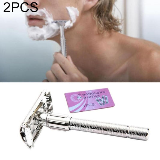 2PCS Adjustable Classic Stainless Steel Safety Razor – Men’s Double Edge Blade Shaving Razor for Smooth & Precise Shave